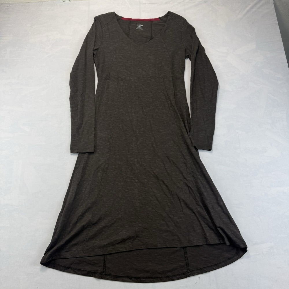 Horny Toad Womens Small Brown Tencel Organic Cotton Long Sleeve Midi Dress
